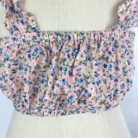 Ganji LA Love Culture Pink Floral Crop Top Sz L - Picture 5 of 7